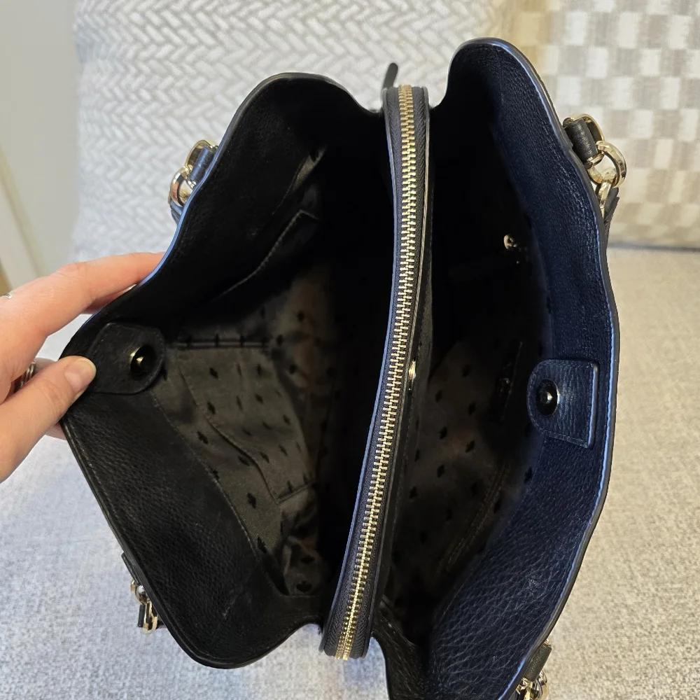 ♡ Kate Spade Black Leather Tote Bag EUC - Picture 6 of 11